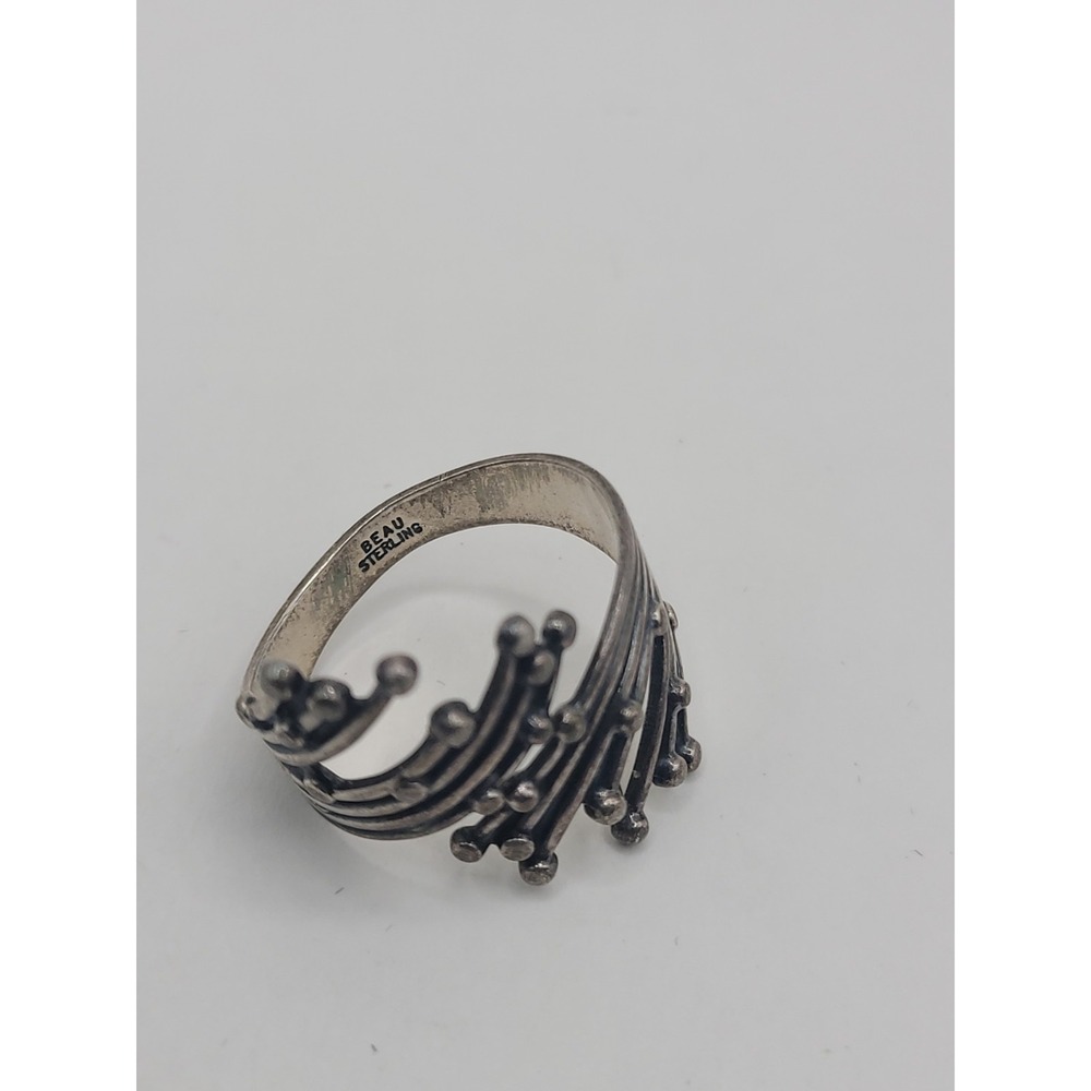 925 Sterling Silver Modernist Spray Burst Wrap Statement Ring Size 9 - Picture 7 of 10